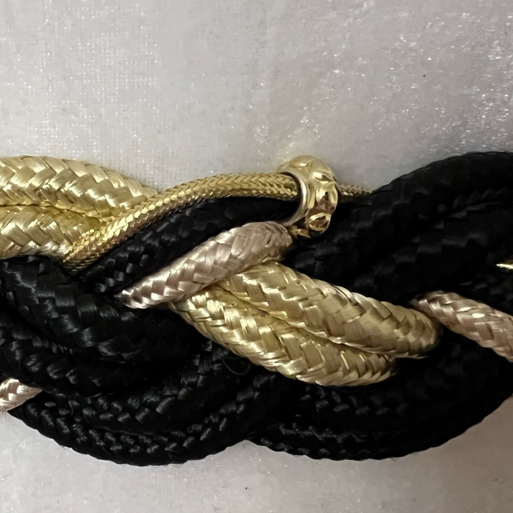 Vintage Rhea braided stretch belt gold & black with beads NWT - Picture 4 of 6